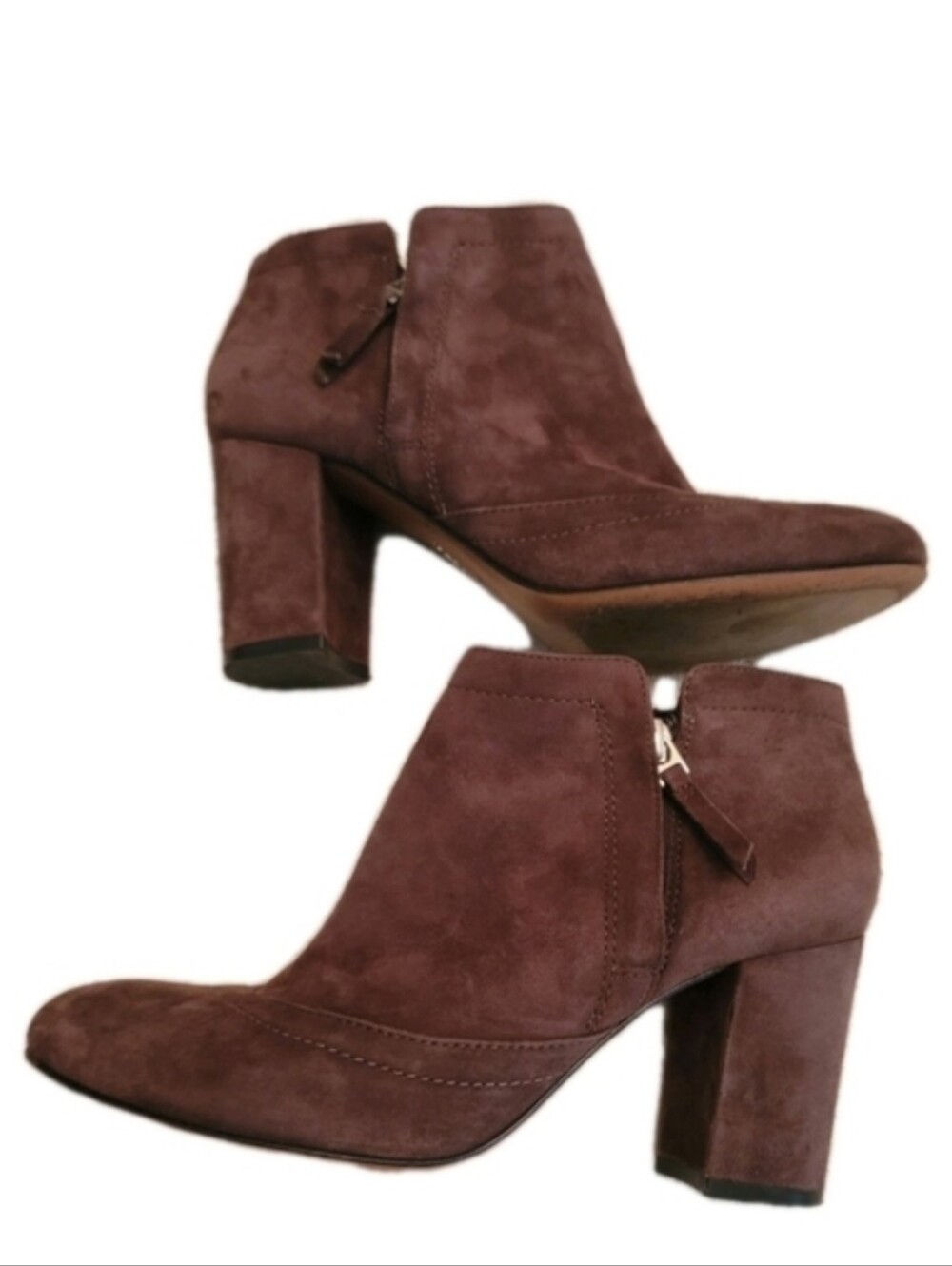 Vero Cuoio Chocolate Brown Suede Block Heel Ankle Boots
